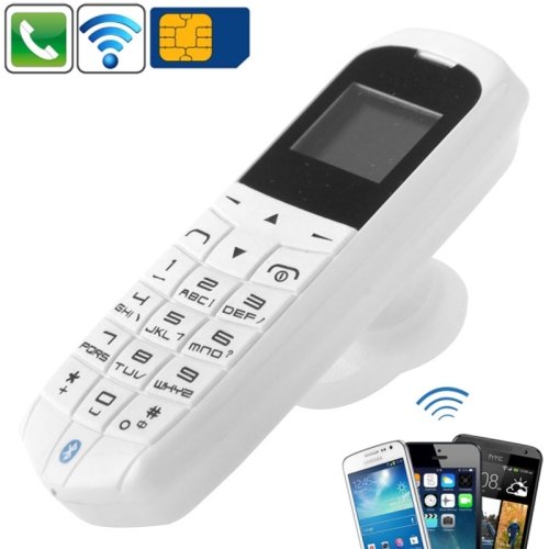 LONG-CZ J8 White Mini Phone with Hands Free Bluetooth Dialer Bluetooth Headphone SIM Card WCDMA &amp; GSM