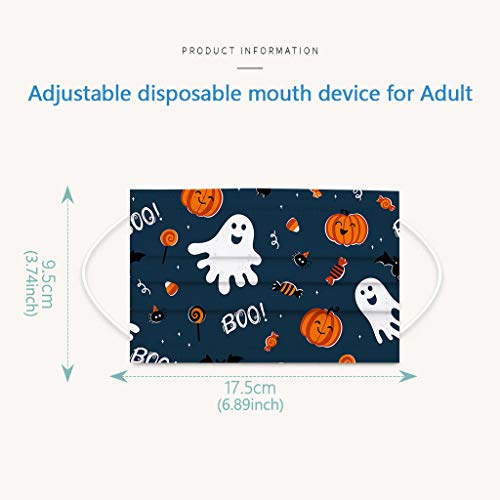Tianerly Disposable Madks, Christmas/Halloween 3-Ply Breathable Face, Pack of 50, for Adults & Kids Non-Woven Mouth(E-Adults-Halloween)