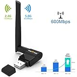 Wifi Adapter AC600Mbps Dual Band Wireless Usb Adapter 2.4GHz/5.8GHz Wifi Dongle Long Ranger External Antenna Support Windows 10/8/7/Xp/Vista Mac OS X 10.6-10.13 - Fast Install,Only 3 Minutes
