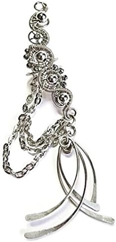 Double-Floral Steampunk Woven-Wire Ear Cuff with Chains (custom metals available)