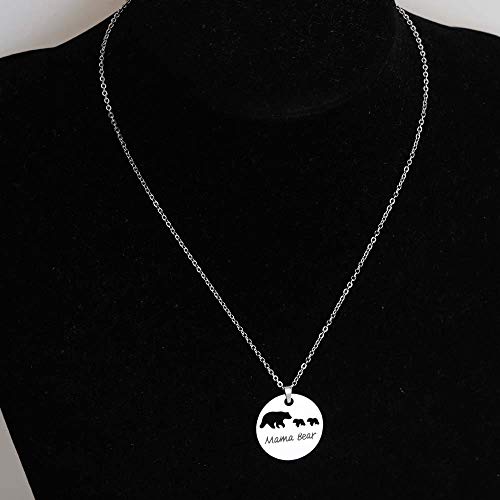 KUIYAI Sweet Mama and Baby Bear Round Pendant Necklace for Mother with 2 Children (2 Cubs Round) - Thumbnail 4