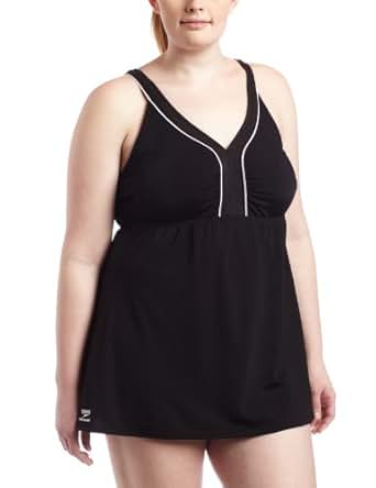 Amazon.com: Speedo Womens Plus Size Endurance V-Neck Swim Dress, Black, 24: Clothing
