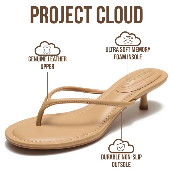 Project Cloud 100% Genuine Leather Kitten Heels for Women Footwear - Memory...