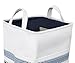 BirdRock Home Canvas Laundry Hamper with Handles | Blue Stripes | Transport Easily | Dirty Clothes Storage | Bendable and Foldable | Rectangle Laundry Bag