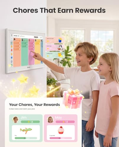 15.6" Digital Calendar Wall Planner - Eyoyo Smart Family Command Center | Chore Chart Touchscreen, 64G Storage, WiFi Real-Time Sync Auto-Dimming Display for Kids Routine, Seniors Memory