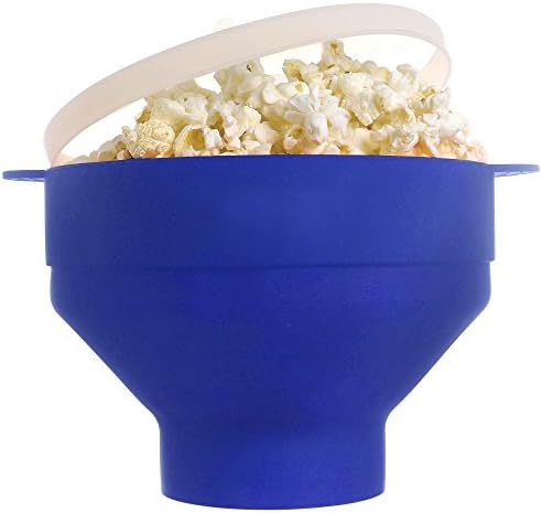 Collapsible Microwave Popcorn Popper with Handles BPA free (Blue)