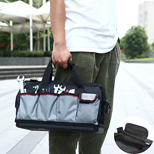 16 inch Tool Bag Wide Mouth with Multi-Compartment Pockets, Organizer Bag with Adjustable Shoulder Strap - Thumbnail 4