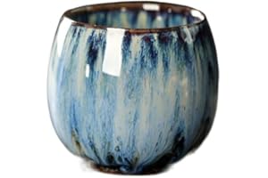 Pottery Drinkware Porcelain Kiln Transformation Drinkware Tea Bowl Water Cup Ceramic Teacup(Light Blue)
