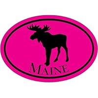 WickedGoodz Oval Pink Vinyl Maine Decal - Moose Bumper Sticker - Perfect Maine Vacation Gift