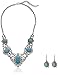 O.RIYA Hollow Tibetan Sliver Green Rimous Oval Turquoise Bib Collar Earrings Necklace Jewelry Set Women