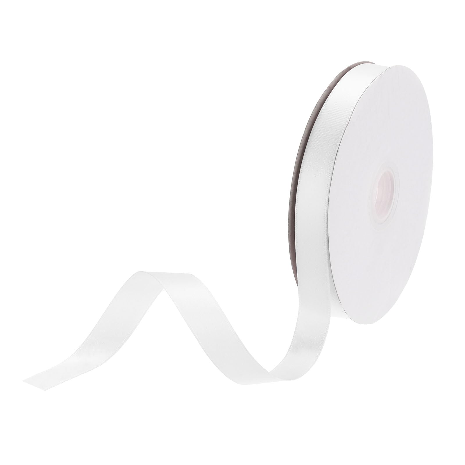 DMiotech 15mm Satin Ribbon 46m/150ft Thin Double Face Fabric Grosgrain Ribbon for Gift Wrapping Floral Hair Flower Bouquet, White
