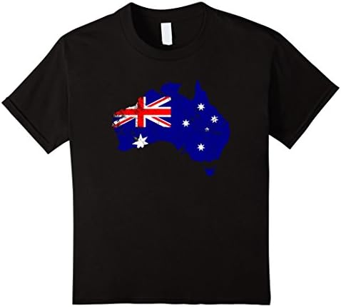 Kids Australia Flag T-shirt | Australian Map Shirt Retro 10 Black