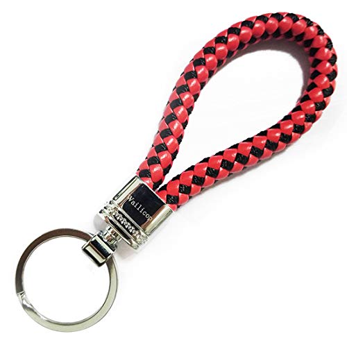 Maytop Wailicop Non-Metal Key Rings Wrist Strap Color Braided Leather Key Chain Double Keychain Handbags Badge Holder Car Key Pendant Strap Hand Woven Lanyard For Men Women