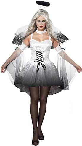 Aimerfeel womens&rsquo; Basis-Angel cosplay dress with wings, the fallen lady, perform, costumes, Halloween and Christmas parties -  White -  (Medium)34-38 DE