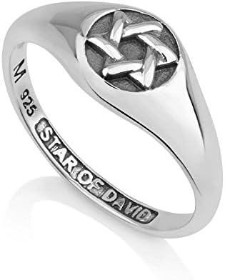 Marina Jewelry 925 Sterling Silver and Enamel Ring, Womens or Mens, Embossed Star of David, Size 6