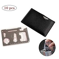 Yimeezuyu Survival Pocket Tool 10 Pcs Outdoor Multifunction Stainless Steel Card 11 Tools in 1 Beer Opener Card Survival Multi Tool
