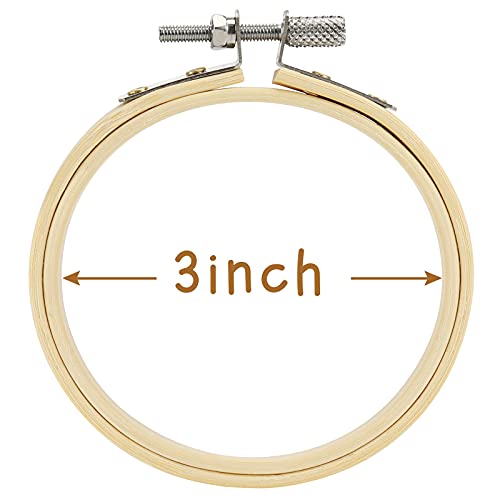 BigOtters 12PCS 3 Inch Embroidery Hoops Set, Bamboo Circle Cross Stitch Hoop Ring Tiny Embroidery Hoop Mini Embroidery Hoop Bulk for DIY Art Craft Handy Sewing