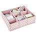 mDesign Soft Fabric 9 Section Dresser Drawer and Closet Storage Organizer Bin for Baby Room, Nursery, Playroom - Divided Large Organizers - Polka Dot Print - 2 Pack - Light Pink with White Dots