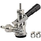 Keg Coupler, Sankey D System keg Tap with 304 Stainless Steel Probe | Sankey D Keg Coupler, Beer Kegerator D Style Keg Coupler with Black Handle &amp; Hose Clamp for ID 5/16" Hose, G5/8 Thread