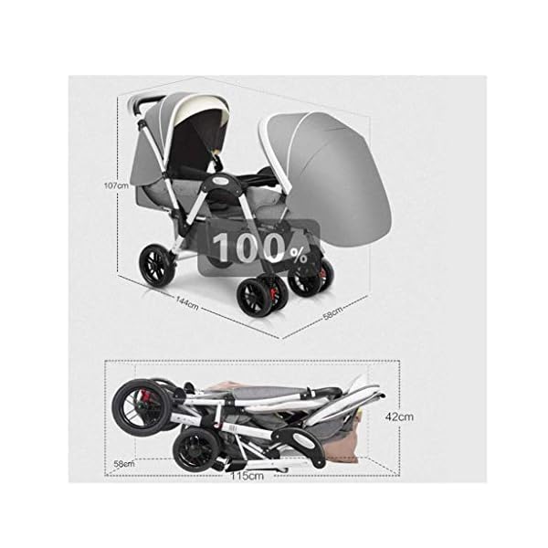 TQJ Cochecito de Bebe Ligero Twins Baby Stroller Puede Sentarse y
