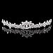 Wedding Pearl Crown Tiara Flower Rhinestone Crystal Neckalce and Earrings Jewelry Sets for Bridal (1#)