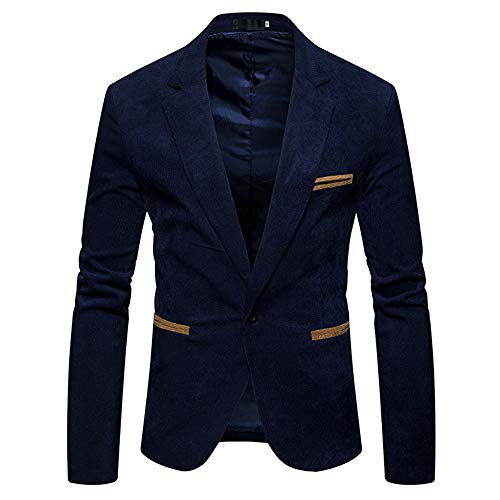 Clearanceï¼Charm Men's Casual One Button Fit Suit Blazer Coat Jacket Tops (Navy, 2XL)