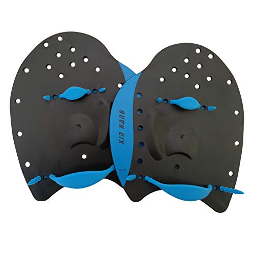 Swimming Hand Paddles - Swimming Power Paddles for Training Aid with Adjustable Strap for Men and Women, Medium, Blue - Thumbnail 7