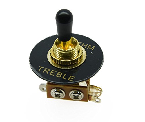 KAISH LP Guitar 3 Way Toggle Switch Gold with Black Tip and RHYTHM TREBLE Plate for Les Paul