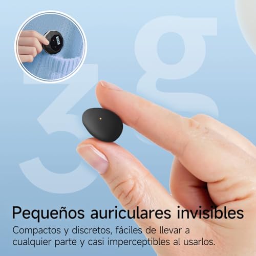 sunvito Auriculares para Dormir, Mini Auriculares para Dormir, inalámbricos Bluetooth 6.0 para Dormir de Lado, indicador de Potencia para Entrenamiento, Trabajo, Viajes(Negro)