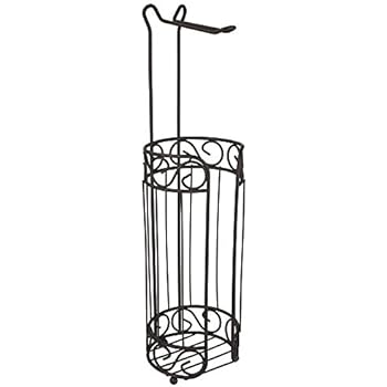 Home Basics Bronze Scroll Holder and Dispenser, Free Standing Paper Roll & Space Roll Storage for Bathroom, Toilet, Powder Room Organization