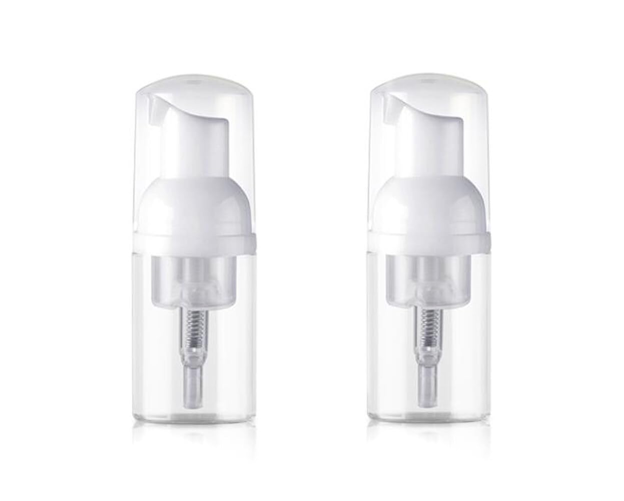 2Pcs 30ml/1oz Empty Foam Pump Bottles, Refillable Clear Plastic Foamer Bottles, Travel Size Small Foam Soap Dispenser for Foaming Soap, Face Wash and Shampoo