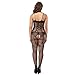 Deksias Women's Fishnet Bodystocking Sexy Strappy Crotchless Bodysuits Plus Size Lingerie (Black)