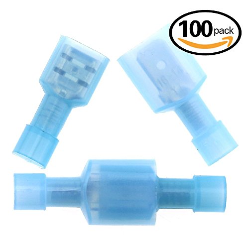 Glarks 100pcs 16-14 Gauge Fully Insulated Female Male Spade Nylon Quick Disconnect Electrical Insulated Crimp Terminals Connectors Assortment Kit