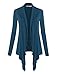 LL WSK849 Women's Long Sleeve Lightweight Draped Front Open Asymmetrical Cardigan XL Teal