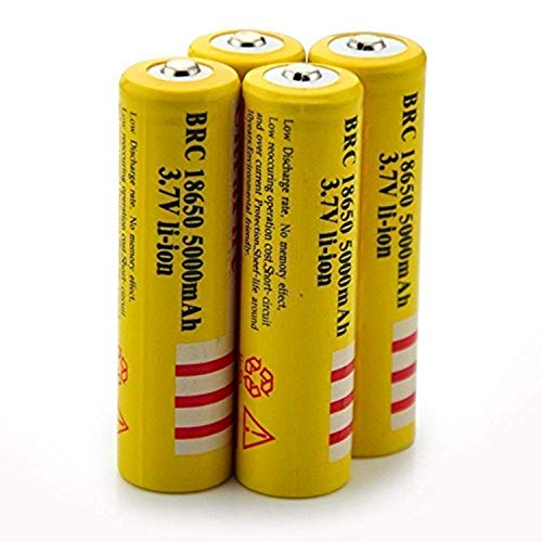 Hqdz 4PCS 3.7V 5000AMH Li-ion Rechargeable Batteries, Button Top for Led Flashlight, Toys, Household Appliance (4PCS Batteries)