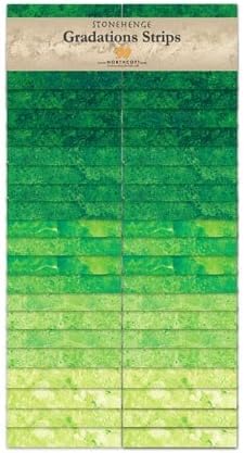 Gradations Strips Stonehenge Rainforest Green 40 X 2 1/2 Northcott Cotton Fabric