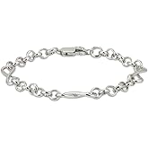 Vanbelle Sterling Silver Jewelry - Rhodium Plated with 925 Stamp - Multi Charm Infinity Bracelet - Elegant Handcrafted Charm for Women - 6.50" long + 1" extender - Valentine's Infinity Silver Bracelet