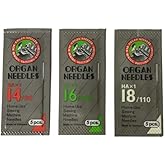 Organ Universal Heavy Duty Sewing Machine Needles, 15-Count Size 14, 16, 18