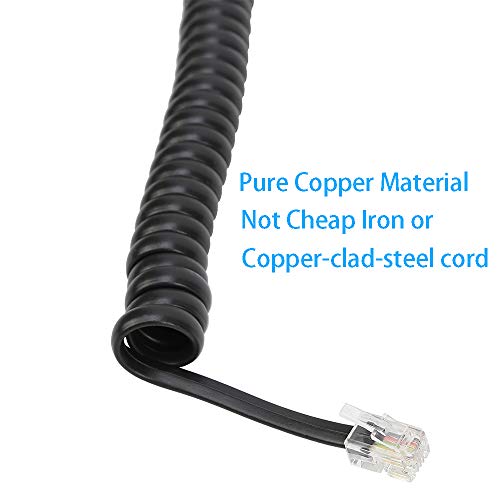 Urmust 2 Pack Black Coiled Telephone Handset Cord 10 Ft Uncoiled / 3 ft Coiled Landline Telephone Accessory (Black)