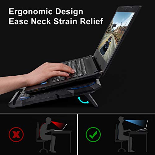 KEYNICE Laptop Cooling Pad, Notebook Cooler with 6 Quiet Fan, Dual USB Port, 5 Wind Speed Adjustable, Blue LED Light, Fit 12"-17" Computer, Portable Cooler Pad with LCD Screen, Gaming Laptop Cooler - Thumbnail 5