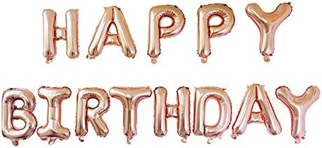Happy Birthday Balloons,16 Inch Cute Colorful Foil Letter Balloons Banner for Birthday Party Supplies and Birthday Decorations (Champagne)