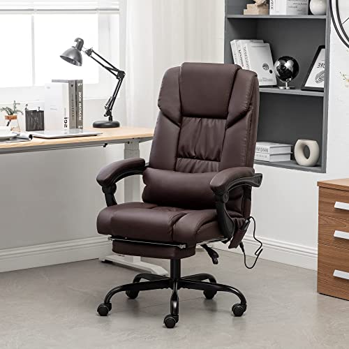 Massage Office Chair with Extendable Footrest, Pu Leather