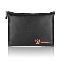 Leapara Security Frieproof Document Bag, 13.8"x9.9" Fire and Water Resistant Money Bag Portfolio Briefcase with Zipper Closure, Fireproof Safe Storage Pouch Envelope for iPad, Money, Jewelry, Bank Dep