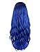 SEIKEA Women Color Wig Long Curly Hair Ombre with Root Girl Cosplay Costume Heat Resistant Synthetic Hairpiece - Dark Blue