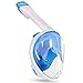 Full Face Snorkel Mask 180° Panoramic View For Adults And Kids. Perfect Vacation Snorkeling Set With XL Snorkel For Easy Breath. Anti Fog And Anti Leak Design And Larger Viewing Area. Lagoon Blue S/M
