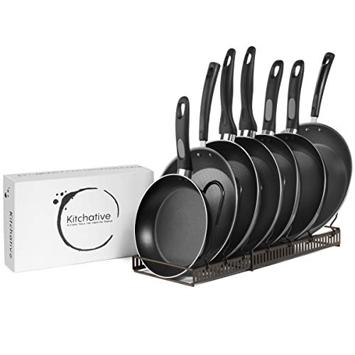 Kitchative Expandable Pot and Pan Organizer Rack XL for Kitchen Pantries and Cabinets - Extendable Base (Up to 22.5