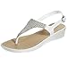Sara Z Womens Rhinestone Wedge Sandals Thong Platform Beaded Slingback T Strap Summer Shoes Size 9/10 White