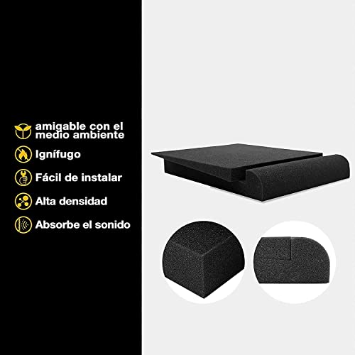Sonic Acoustics Acoustic Isolation Pads, 2 Pieces, Acoustic Foam for 5" Studio Monitor Speaker, Black