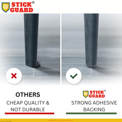 StickGuard Felt Furniture Pads Strip Rolls - DIY Table Chair Leg Floor Protectors - 1 Roll (100cm x 10cm) and 2 Rolls (100cm x 2cm) - Heavy Duty Felt Tape with 3M Self Adhesive Backing - (Grey)
