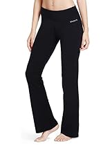 Baleaf Women's Yoga Bootleg Pants Inner Pocket Black Size M